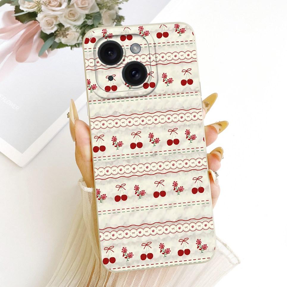 Daisy Bow Pattern Butterfly Flower Cherry Back Cover For iPhone 14 Pro Max Phone Case Soft Silicone Casing On iPhone14 14Plus