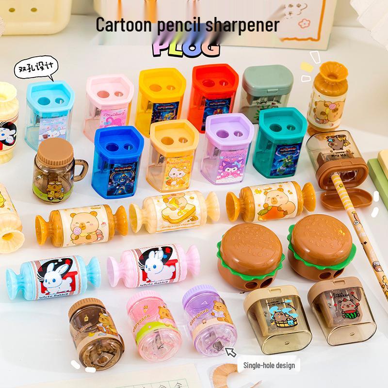 Dual-Hole Cartoon Pencil Sharpener - Creative Candy Design, Durable, Perfect Small Gift for Primary Students