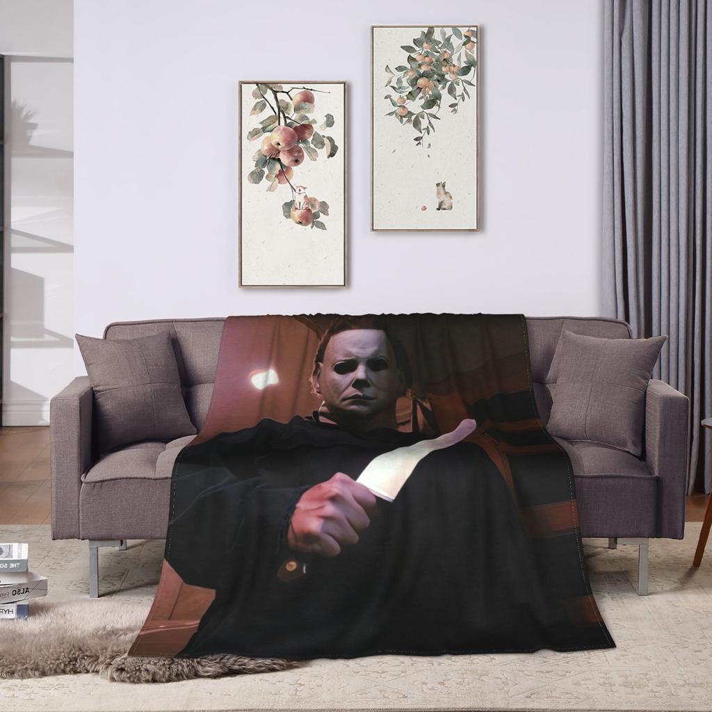 Michael Myers Halloween  Blankets  Picnic Flannel Throw Blanket For Couch Bed Soft Customized Quality Bedspread Birthday Gift