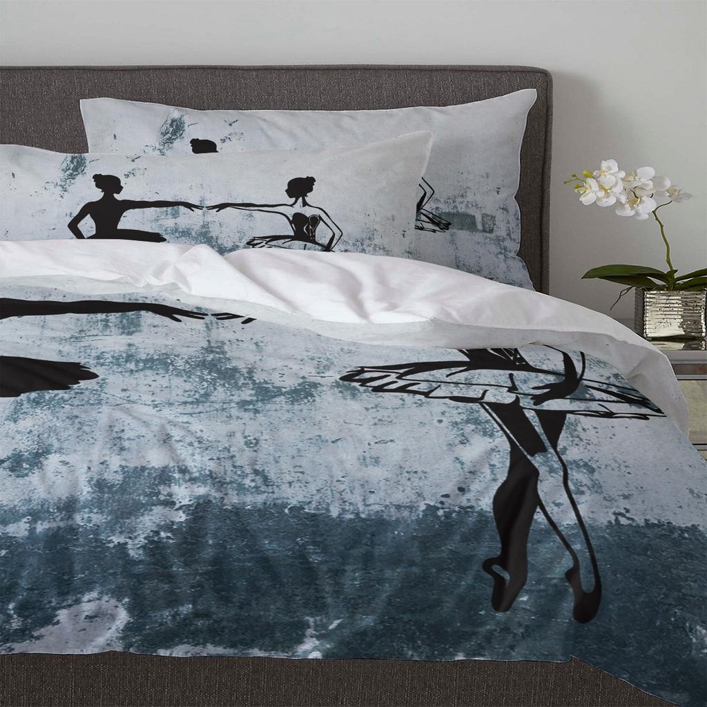 Girl Ballet Dancer Wall Duvet Cover With Pillow Case Custom 3pcs Bedding Set Quilt Cover Double Bed Home Textile