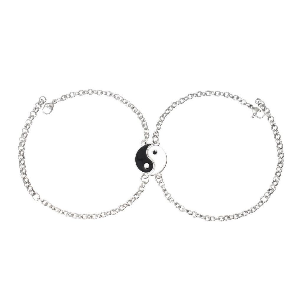 Yin-Yang Tai Chi Stainless Steel Couples Bracelets for Men and Women