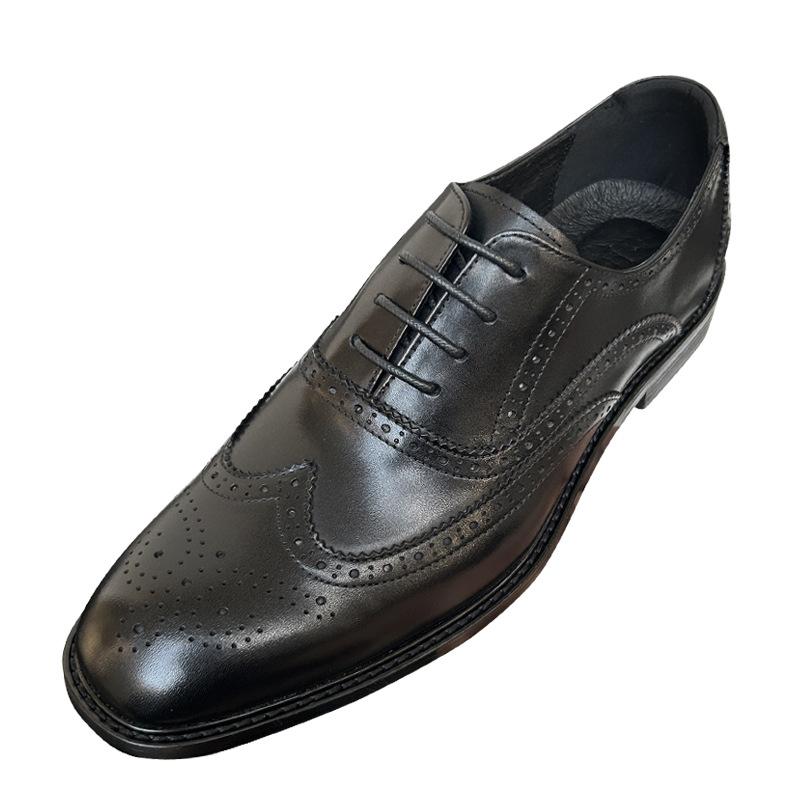 Brock Engraved Leather Shoes Men'S Business Dress Leather Breathable Work Shoes Groom Wedding Shoes Men'S Leather Shoes Wooden Root