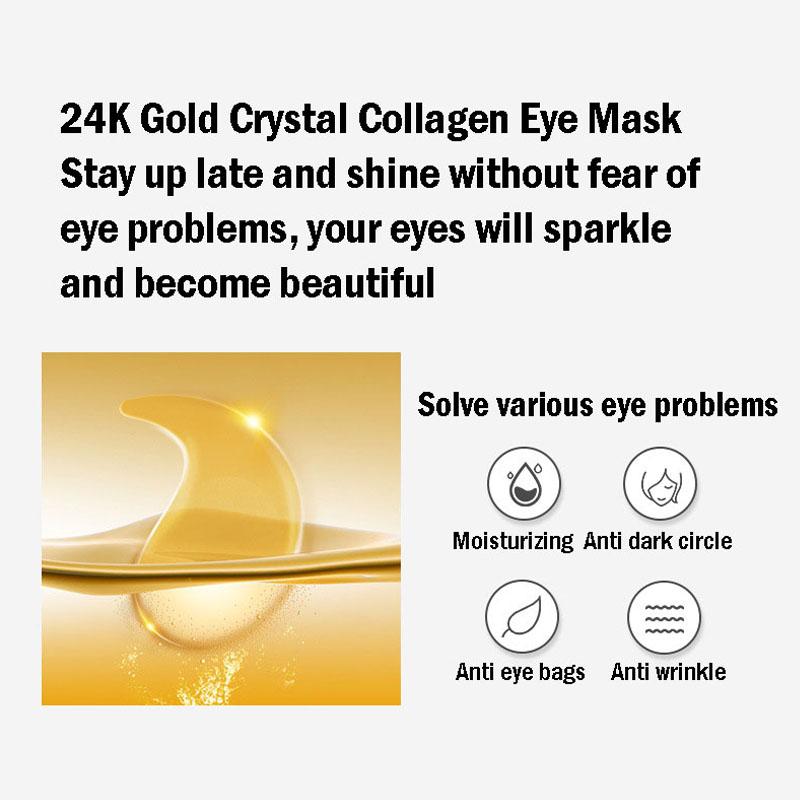 60 Stück 24K Gold Kollagen Augenmaske Anti Augenringe Entfernung Tränensäcke Feuchtigkeitsspendend Anti-Aging Augenpads Algen Augen Gelmaske