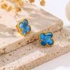 13MM titanium steel non fading clover earrings, high-grade titanium steel 18k earring accessories