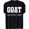 GOAT Graphic Tee - Black Crew Neck with White Lettering And Red Cross Design,Statement Edition, A Distinctive Gift Option for Those Who Love