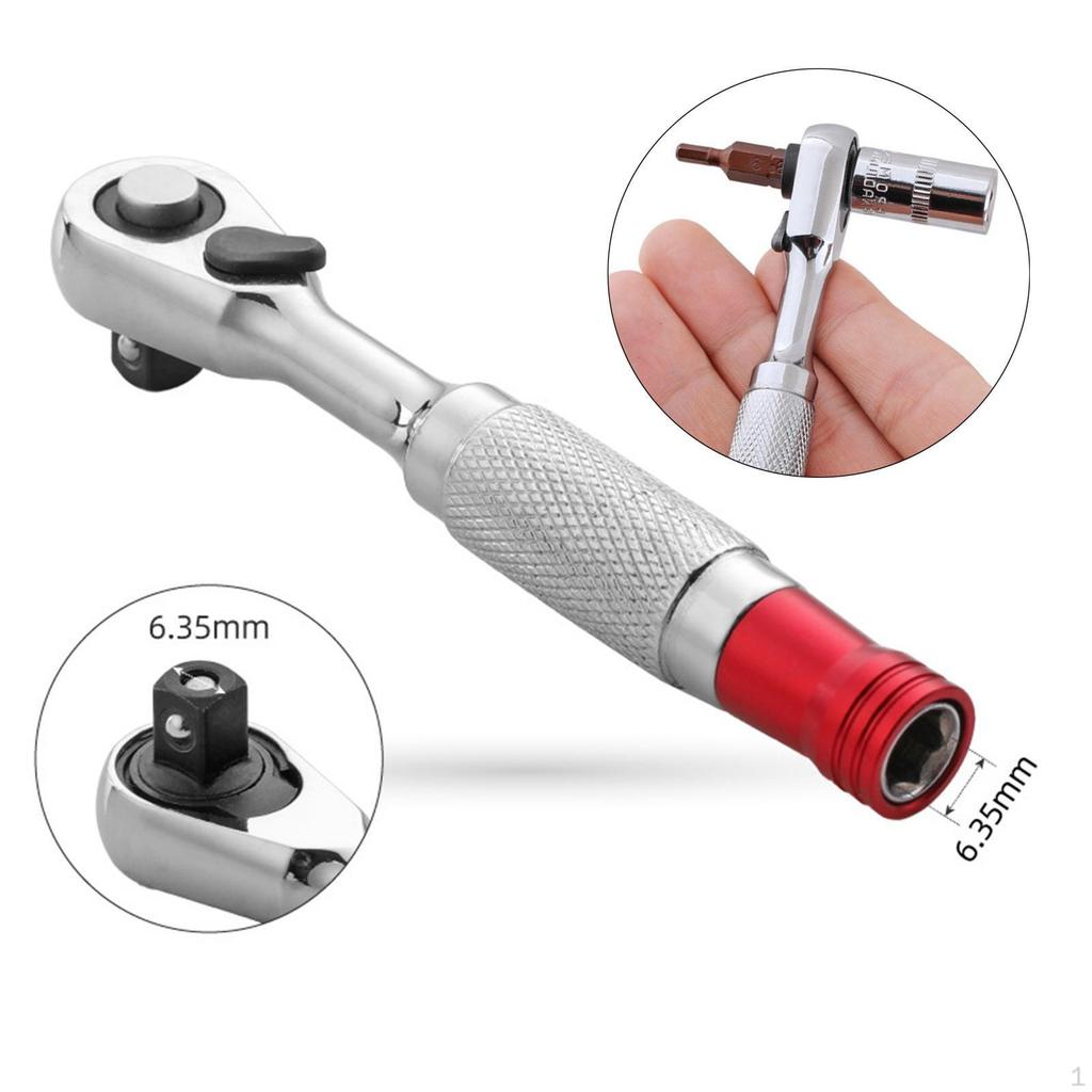 Mini Ratchet Wrench Adjustable 1/4 Inch Bit Driver Multipurpose Compact Repair Tool Hand for