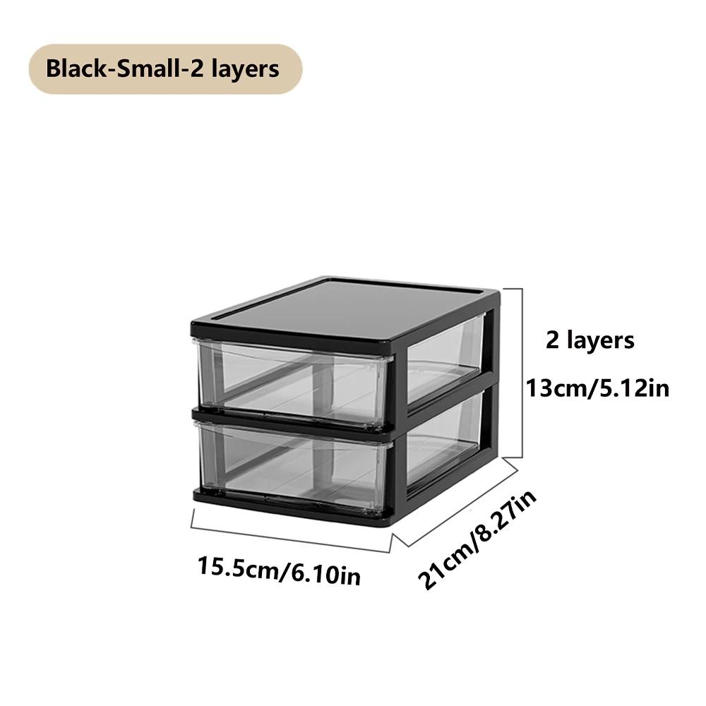 

3storey Clear Desktop Storage Box with Drawer Heightened Table Organizer Plastic Office Storage Cabinet for Stationery Cosmetics