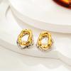 Geometric Irregular Gold Copper Color Double Layer Earrings for Women Metal Arts Science Fashion Zircon Party Gift Accessories