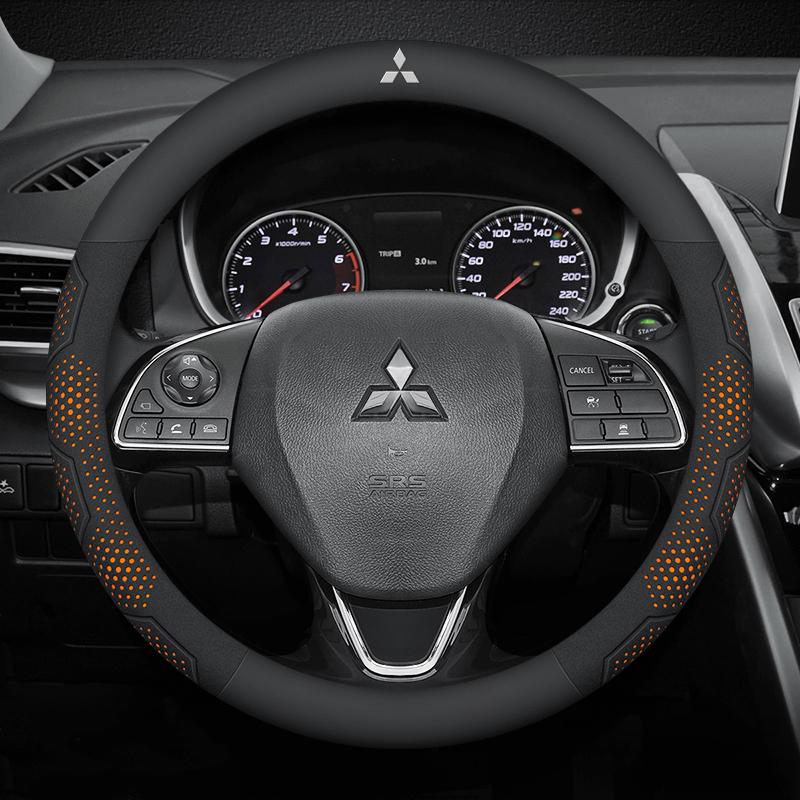 Car Suede Carbon Fiber Leather Steering Wheel Cover For Mitsubishi Outlander Pajero Asx Lancer EX Evolution L200 Triton RALLIART SR1
