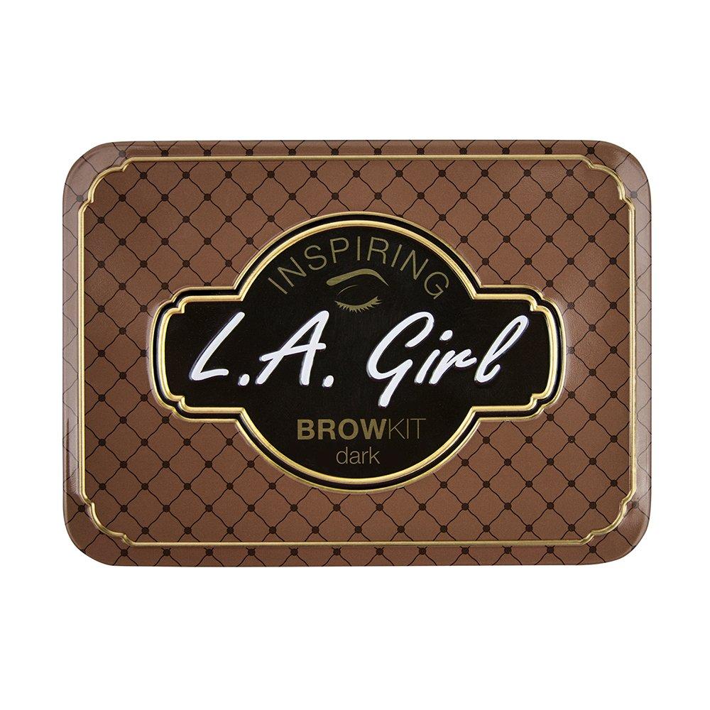 L.A. Girl Inspiring Brow Kit - Dark | Eyebrow Powder, Wax, Spoolie, Tweezer & Brush | Complete Eyebrow Shaping & Filling Kit | For Dark Hair & India