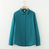 Cardigan da donna a maniche lunghe con colletto a punta autunnale primaverile, colore unito, filato a doppio strato, camicia base, camicette e camicie