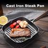 PAKCHOICE Steak Frying Pan Breakfast Cast Iron Skillet Non-Coated Flat Pan 23cm Compatible with Gas Stove and Induction Cooker