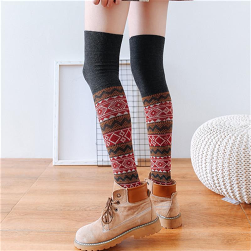 Chaussettes chaudes en laine pour femmes japonaises, longueur genou, pour l'automne et l'hiver