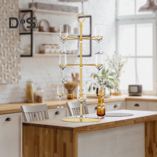 Supporto Metallo Torre Champagne 3 Ripiani Porta Calici da Vino per Feste Contiene 12 Bicchieri Design Stabile Previene Fuoriuscite Supporto Albero Cocktail per