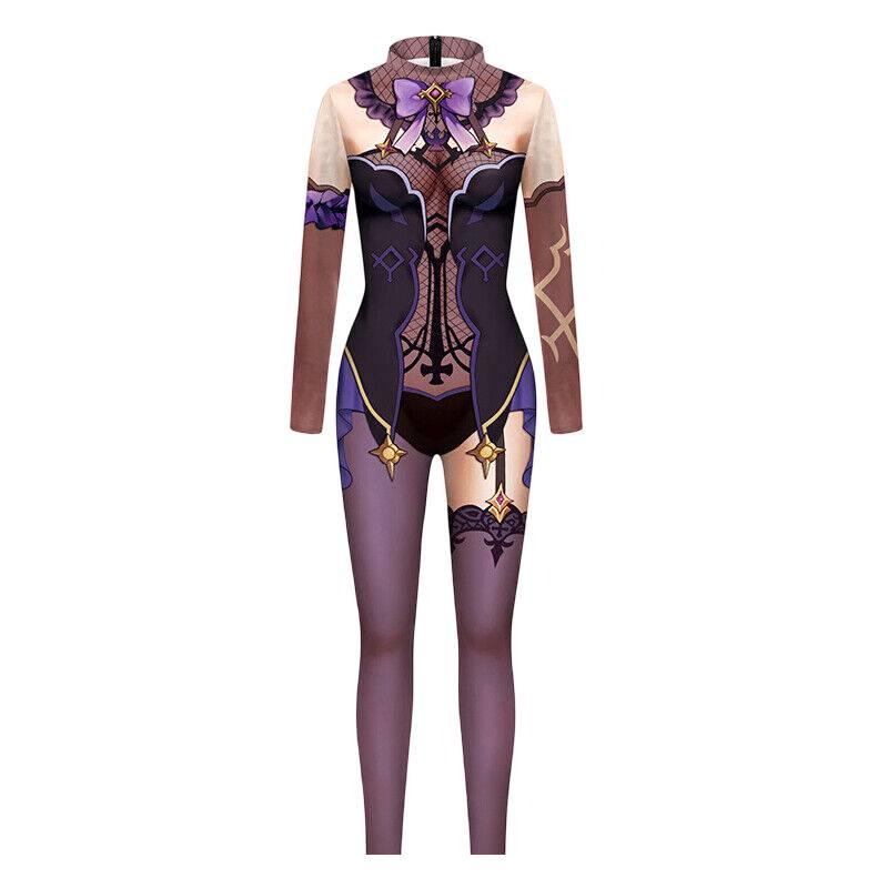 

Genshin Cosplay Fischl Costume Print Slimfit Jumpsuit Halloween Gift Polyester Adult,L