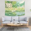 Kawaii Rabbit Wall Tapestry Cartoon Animal Tapestry Cute Green Plant Flower Wall Hangings Bedroom Dorm Decor Birthday Gift