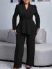 Damen Herbst/Winter 2025 Revers Langarm Top & Weitbeinige Hose Set