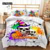 Halloweenský povlak na přikrývku Queen Kreslená dýně Obal na přikrývku Mikrovlákno Hororové téma Gotická strašidelná ložní souprava Pro chlapce Teenagery