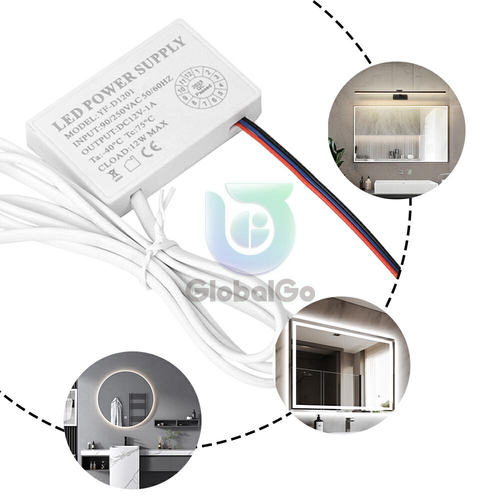 DC 12V 1A 12W Infinitely Dimmable Touch Sensor Switch LED Driver All-in-One Sensor Switch Power Supply Monochrome /Tricolor