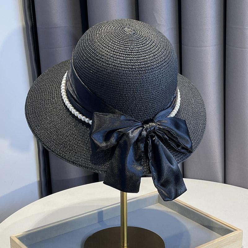 Straw hat celebrity top hat new summer elegant satin straw seaside sun hat children