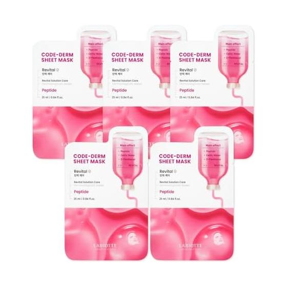 LABIOTTE Code Derm Набор тканевых масок 5 штук Упаковка Маска для лица Маска для лица Корея Упаковка Тканевая маска Корея LABIOTTE (Revital)