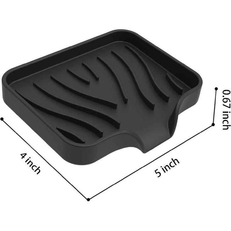2 Pack Silicone Soap Dish with Drain, Bar Soap Holder for Shower,Bathroom and Kitchen Sink Organizer,Self Draining Waterfall Soap Tray (Black)