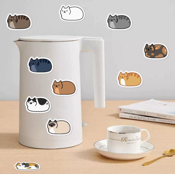 500Pcs Roll Cute Lying Cat Stickers, Kawaii Kitten Journal Stickers, Student Stationery Decor Adhesive Stickers