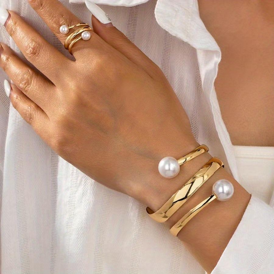 [Vintage-style Jewelry Set] New Minimalist Jewelry Set | Vintage-style Hand Accessories, Irregular Lines, Open Bangle and Ring, Instagram Aesthetic
