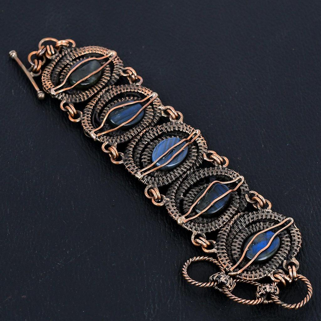 Labradorite Jewelry, 999 Copper Wire Wrapped Bracelet, Handmade Gemstone Jewelry  Bracelet For Memorial Day