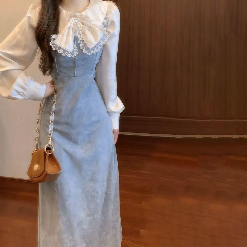 

Manufacturer s New Fall/Winter Bow Dress: Elegant Fragrance Style, Waist-Slimming & Figure-Flattering Shirt S