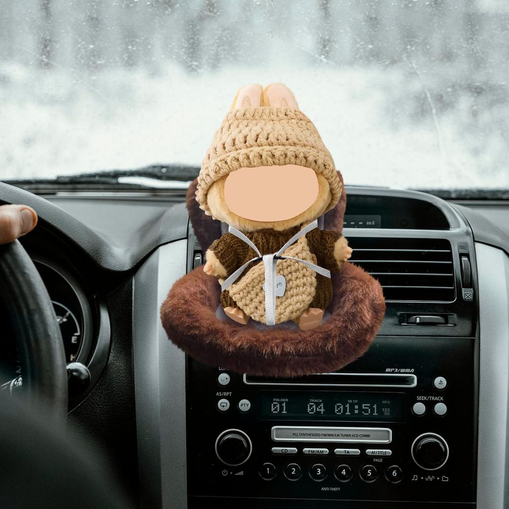 Autodekorationen, Autositz für Puppen, pelziges Kissen, lässt sich mit einem Sitz am Auto befestigen, inklusive Sitzbein für die Anzeige auf dem Schreibtisch