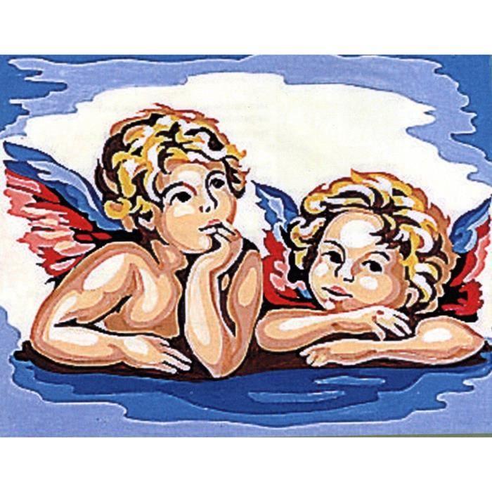 Kit Canevas - INTERSTISS - Ange Cherubin - 14 x 18 cm - Toile imprimée - Fournitures complètes