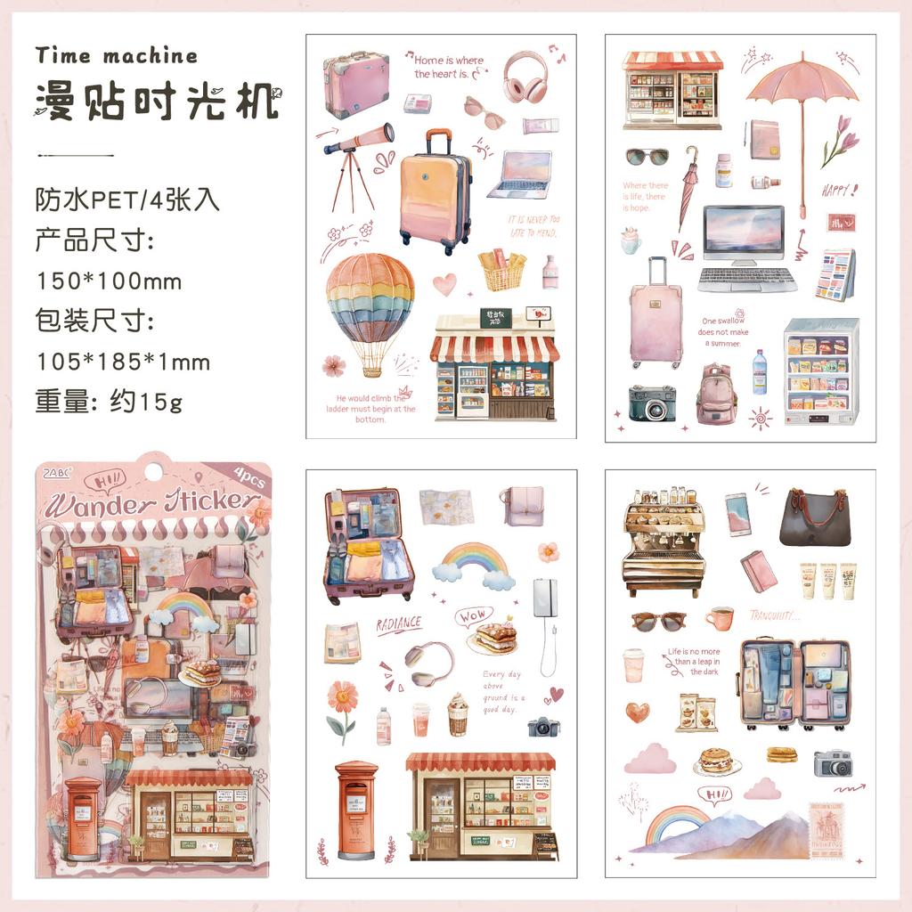 1pack/4pcs Vintage Daily Item Label Stickers, Elegant Decals for Journal Embellishments, Scrapbook Gift Tag