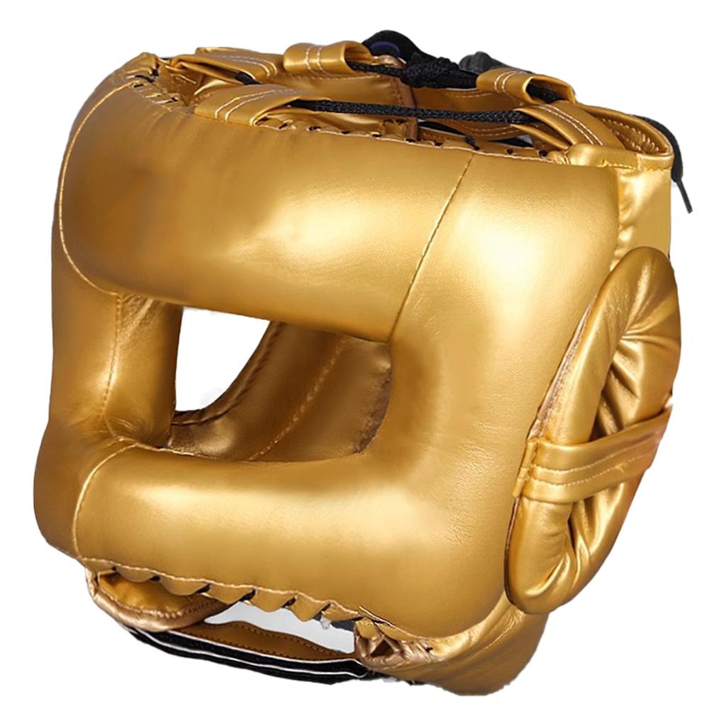 Full Face Kick Boxing Helmets PU Leather Training Sparring Headgear Helmets Martial Art Headgear Protector Enduring