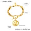 Qiong Yao OT Buckle Gold-Plated Hip Hop Bracelet with Round Pendant
