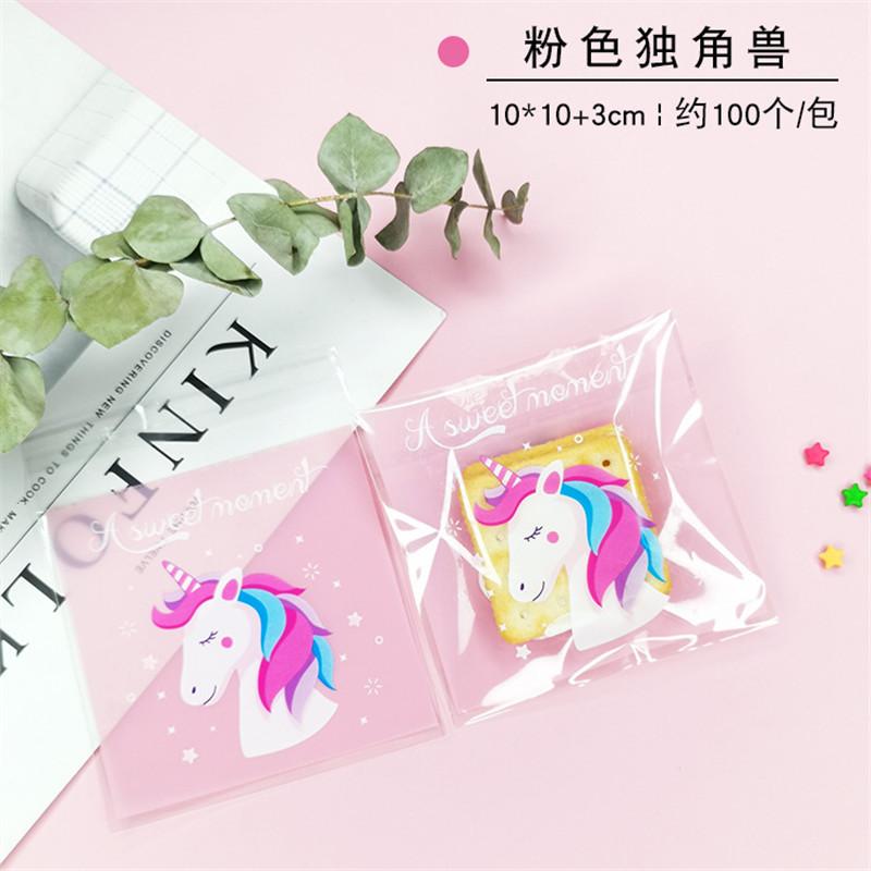 100Pcs 10x10+3cm Plastic Cartoon Animal Printed Packaging Biscuit Cookie Snack Food Self-Adhesive Candy Party Gift Bags