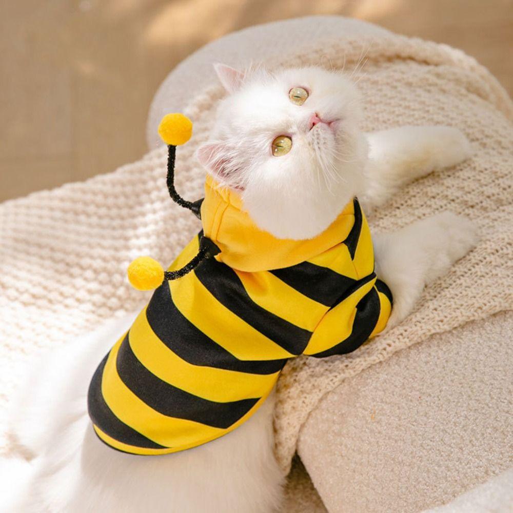 Bee Design Puppy Cat Clothing Thickened Dog Pullover Hoodie Casual Cat Sweatshirt  Autumn/Winter
