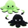 Octopus Plush Doll Reversible Stuffed DoubleSided Flip Animal Lovely Baby Toys(GreenBlack 20 x 10cm)