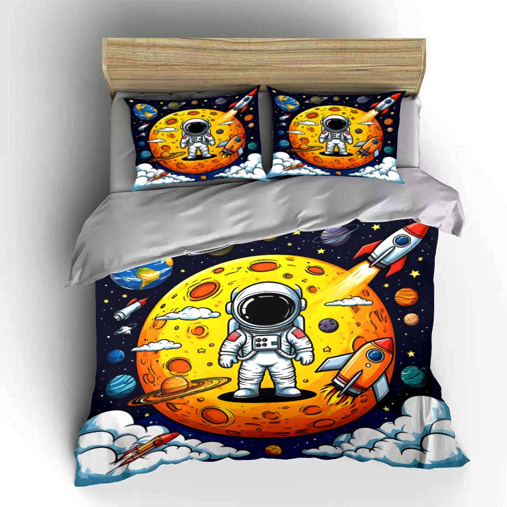 Space Adventure Astronaut Three-Piece Set Kid'S And Adults' Bedroom Decor, Exquisite Three-Piece Bedding Set Gift
