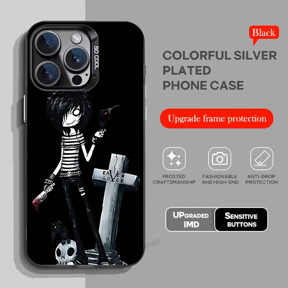 

Love Black and Cute Emo Phone Case for iPhone 15 16 Pro Max Air SE 11 13 Pro 14 Plus 12 11Pro 15Pro Max 16e Cover iPhone11