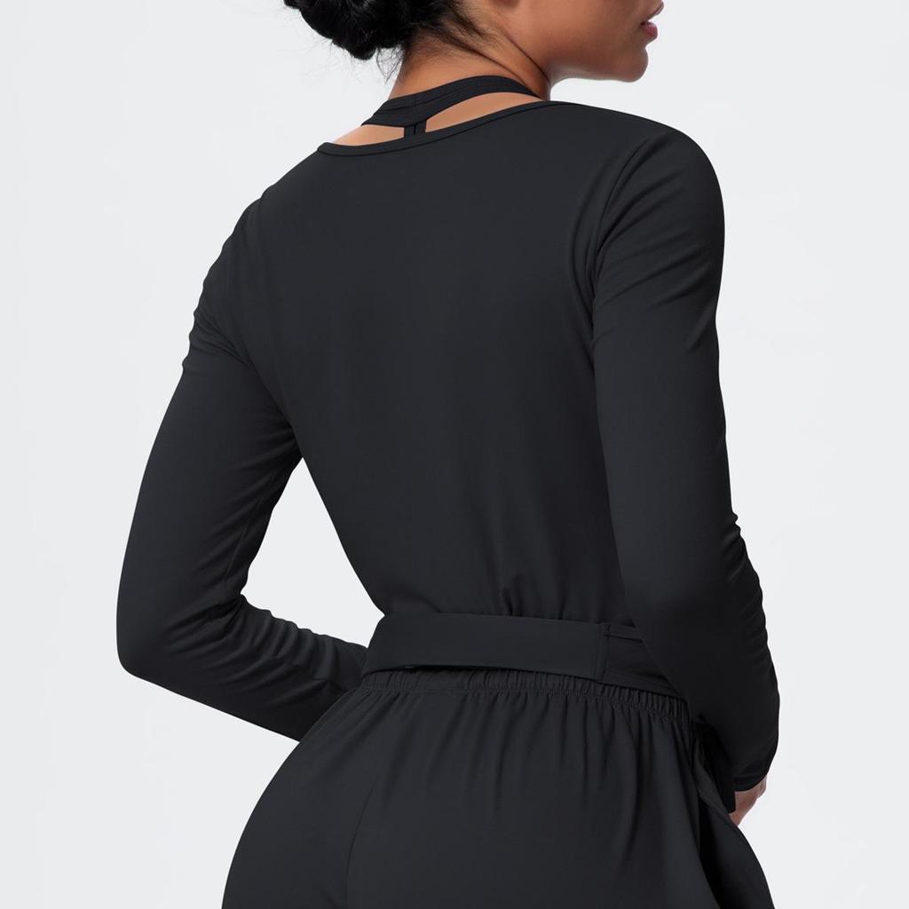 Women's Brushed Long Sleeve One-Piece Yoga Suit for Casual Outdoor Sports and Fitness