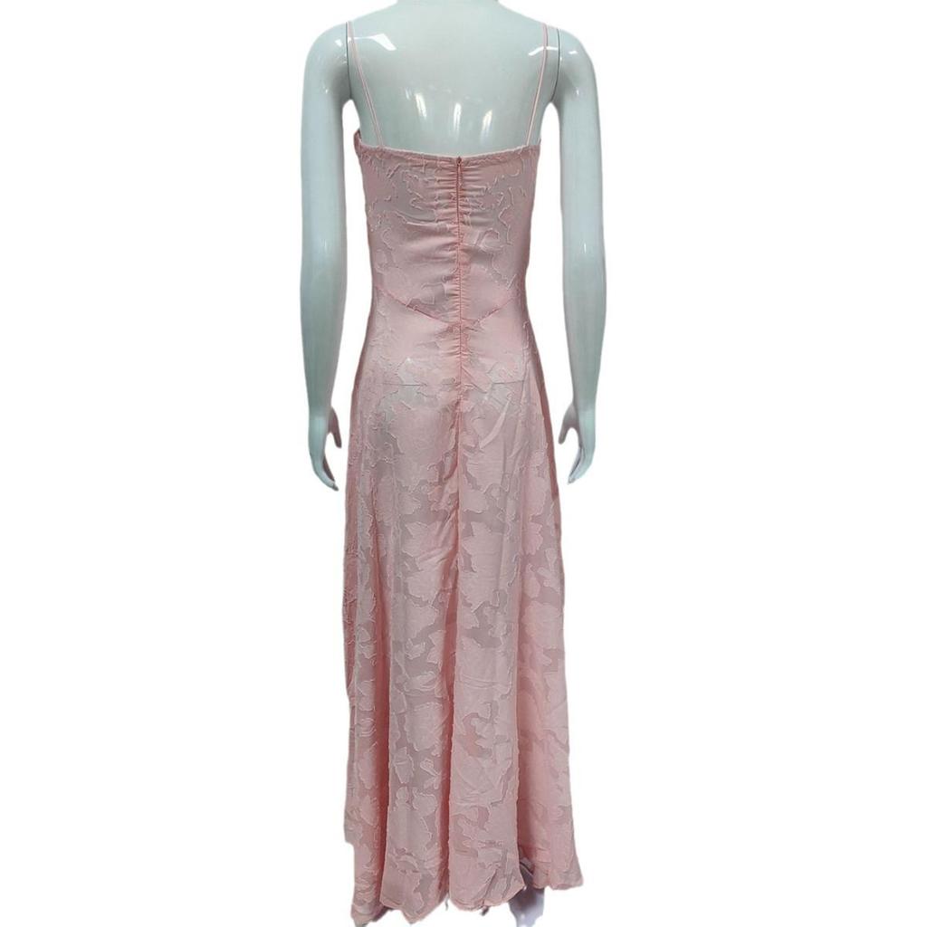 Frühling Sommer Damen Perspektive Urlaub am Meer Slim Fit Camisole Kleid Hohe Taille A Linie Hosenträger Blumendruck Langes Kleid