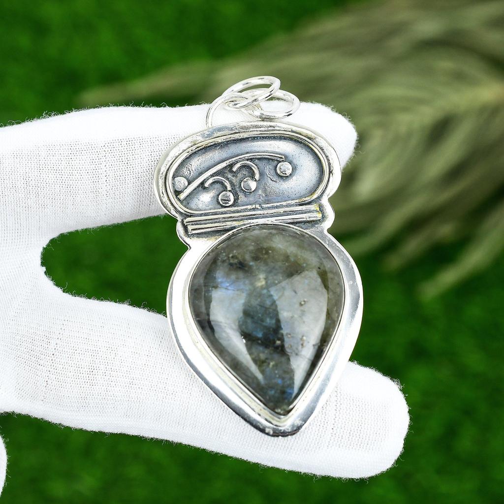 Sisters Day Sale Natural Labradorite Sterling Silver Wife Trendy Pendant Jewelry