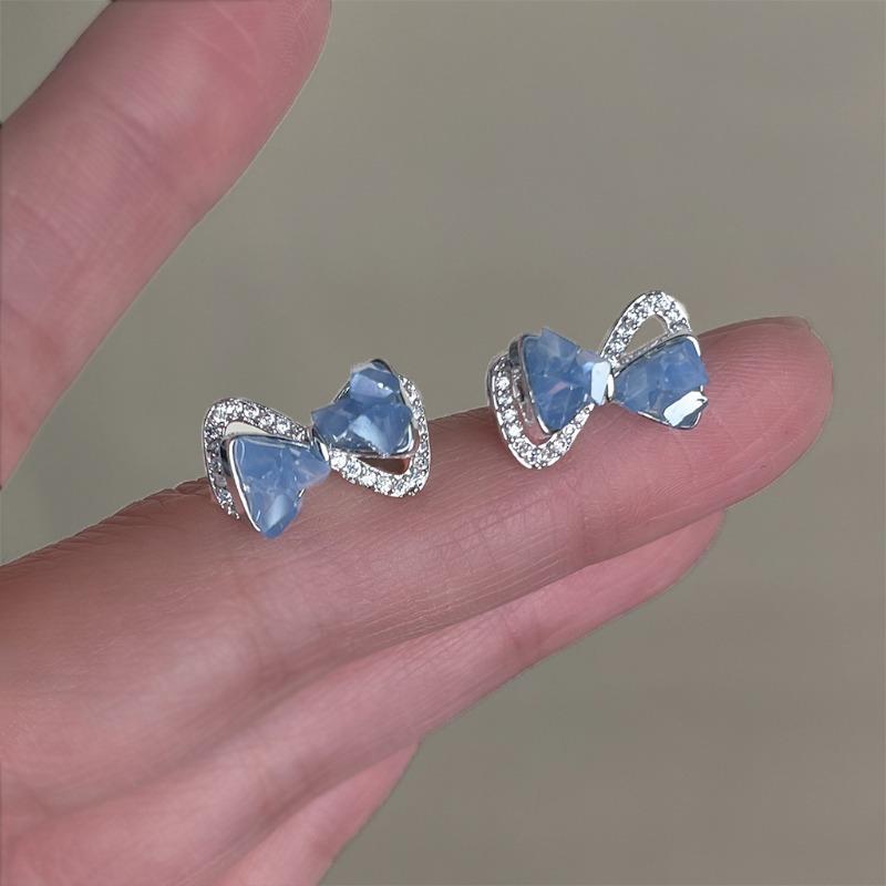 Small Fresh Milk Blue Oil Drop Earrings Fashion Sweet Flower Earrings Super Fairy Holiday Style Earrings
