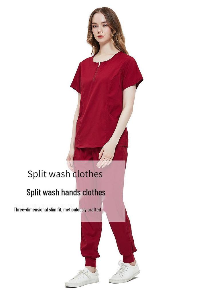 Cross-Border Quick-Dry Nurse Uniform: Summer Short-Sleeved Set with Elastic Handwashing Clothes