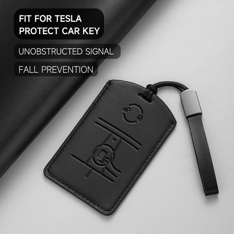 Echtes Leder Autoschlüsselhülle Abdeckung Schlüsseltasche Für Tesla Model 3 Model S Model X Model Y Keyless Schutz Set Auto Zubehör