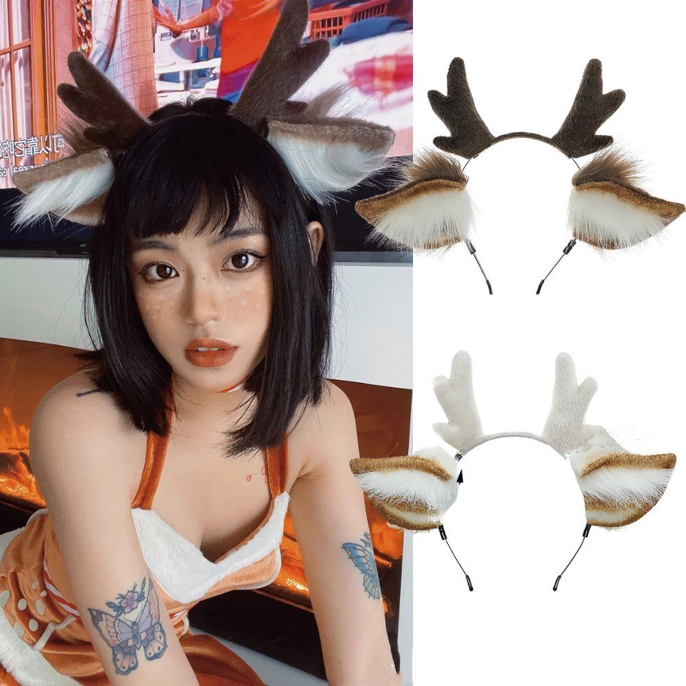 Reindeer Antler Headband Fashion Cosplay Deer Ear Head Hoop Lolita Hair Bands Holiday Christmas Party Festival Hair Accessories