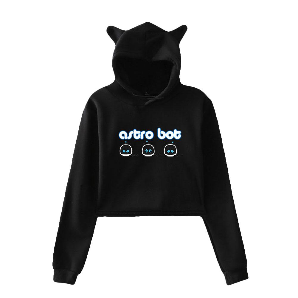 New Astro Bot Pullover Girls Casual Cat Cropped Hoodies Female Long Sleeve Sweatshirts Crop Top Women's Hoodie Sexy Tops