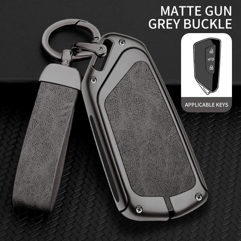 

Styling Mouldings Zinc Alloy Leather Car Key Case Cover Shell For VW Volkswagen Golf 8 2020 Skoda Octavia A8 MK8 2022 2021 SEAT