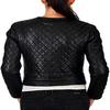 NOORA Women's Real Leather Black Quilted Jacket